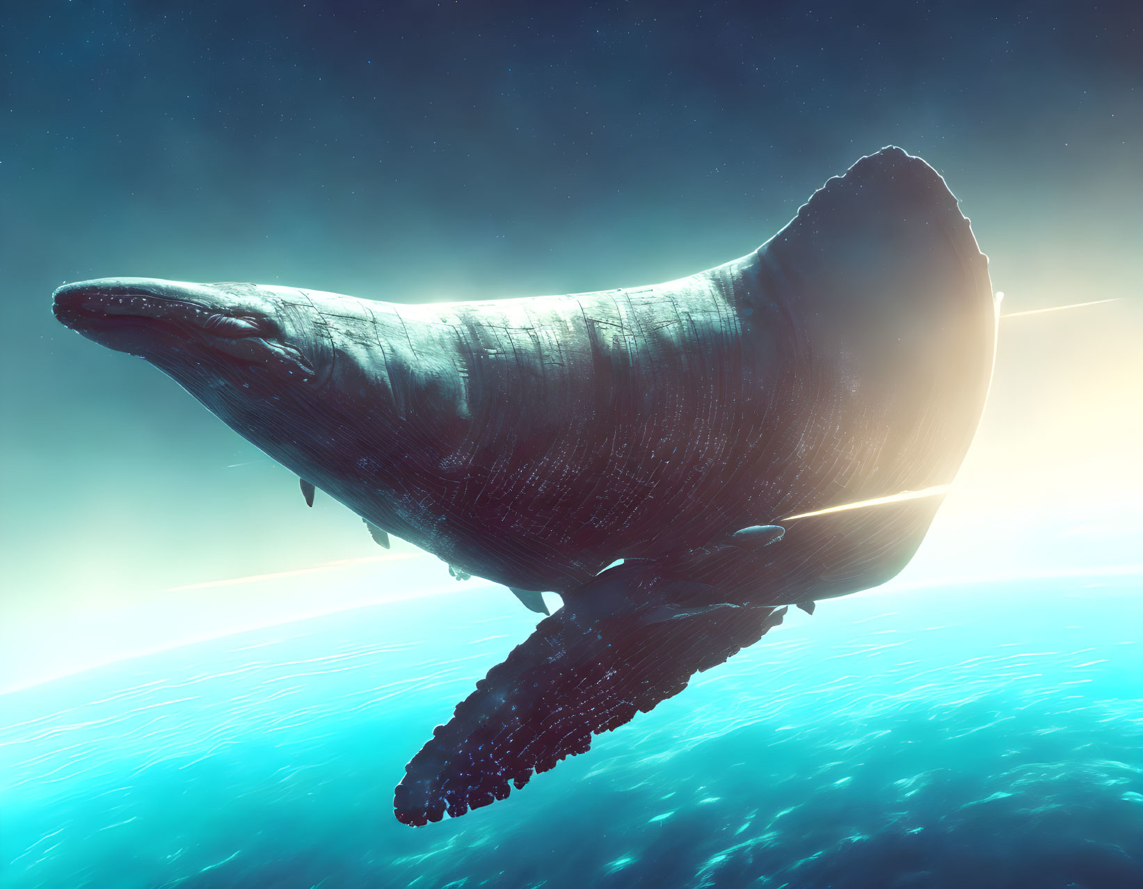 Majestic whale in serene underwater environment