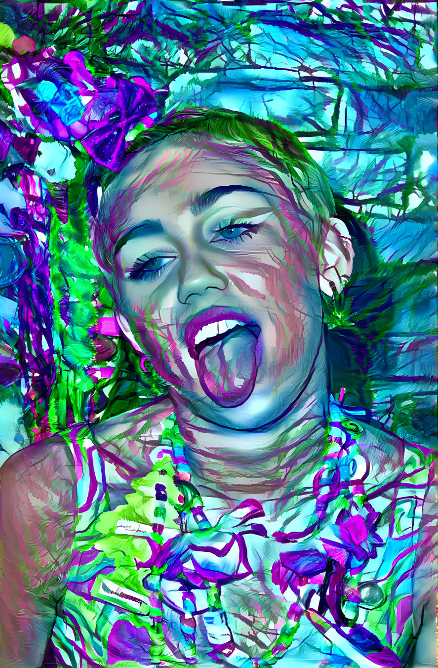 miley cyrus sticking out tongue, purple, aqua