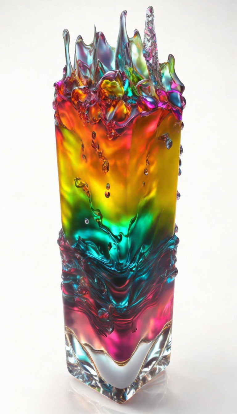 Vibrant high-speed liquid splash in colorful abstract shape