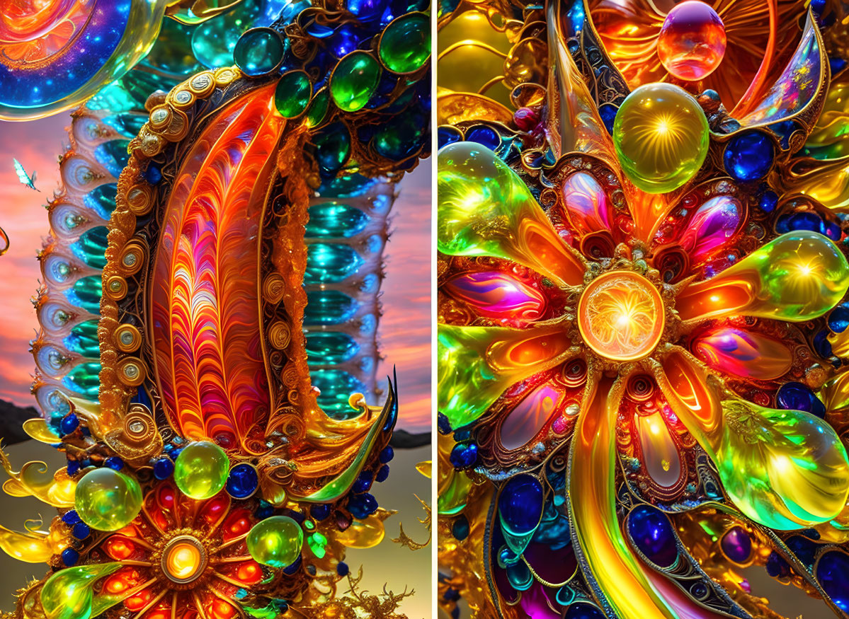 abstract illuminated blown glass decor objects