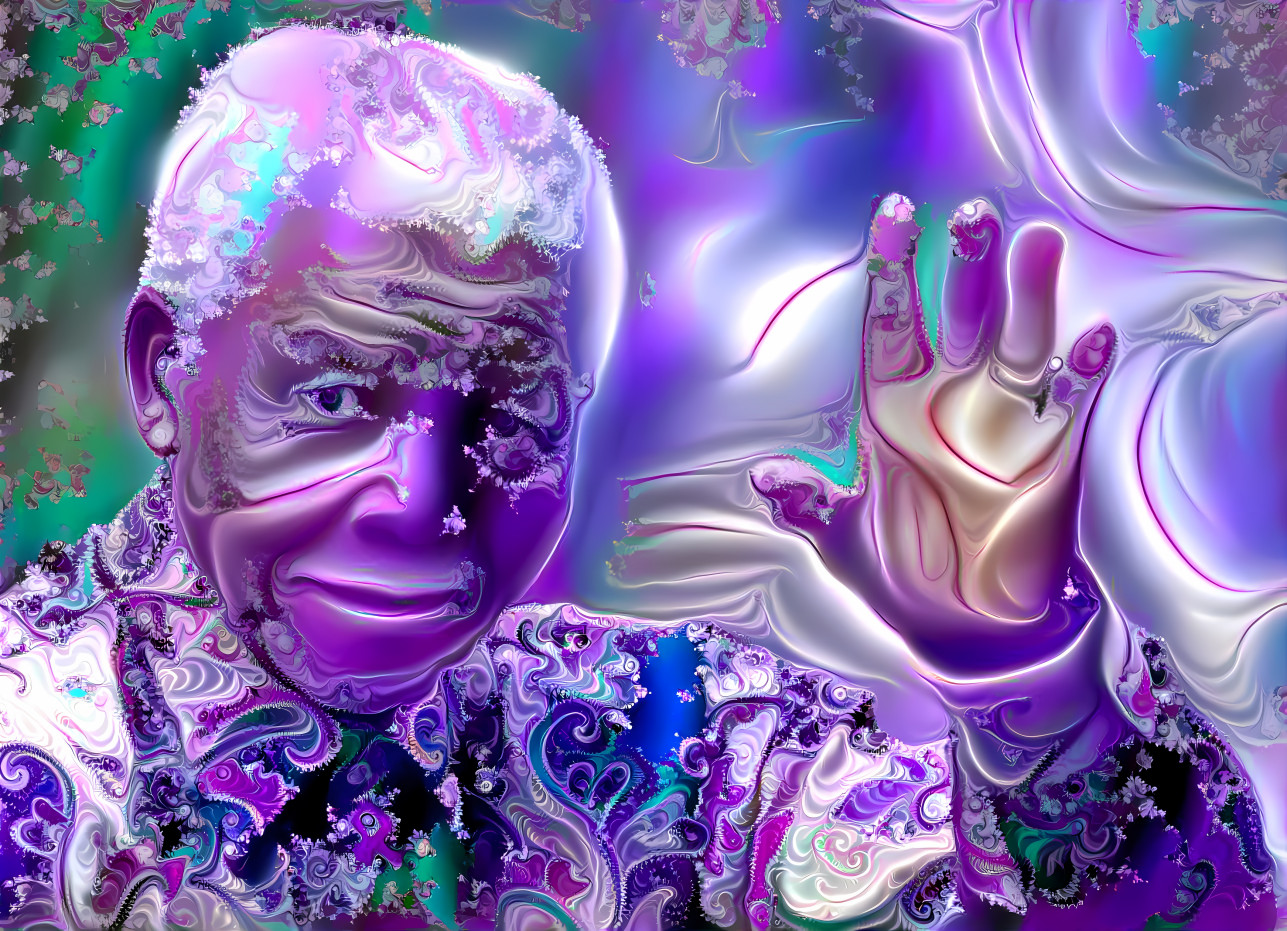 nelson mandela, retextured with purple fractal