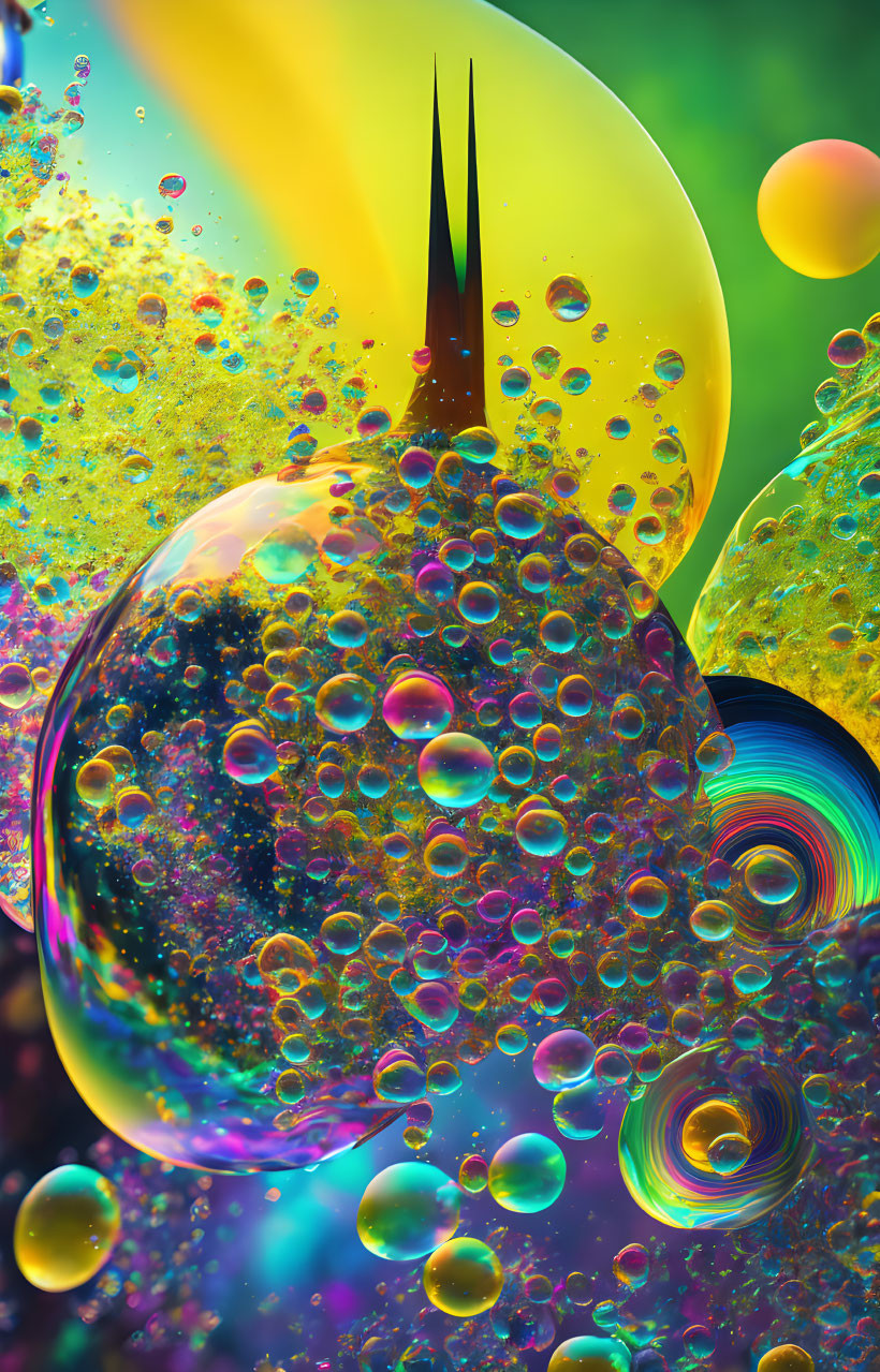 Colorful Abstract Digital Art: Vibrant Bubble & Circular Patterns