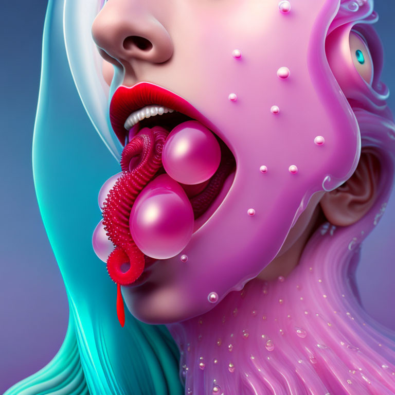 Vibrant surreal digital artwork with multiple eyes