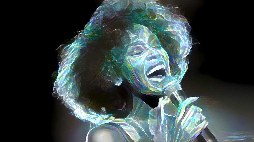 whitney houston, retextured iridescent aqua