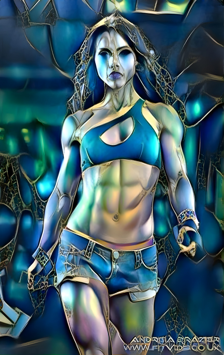 fitness model retextured, blue, gold