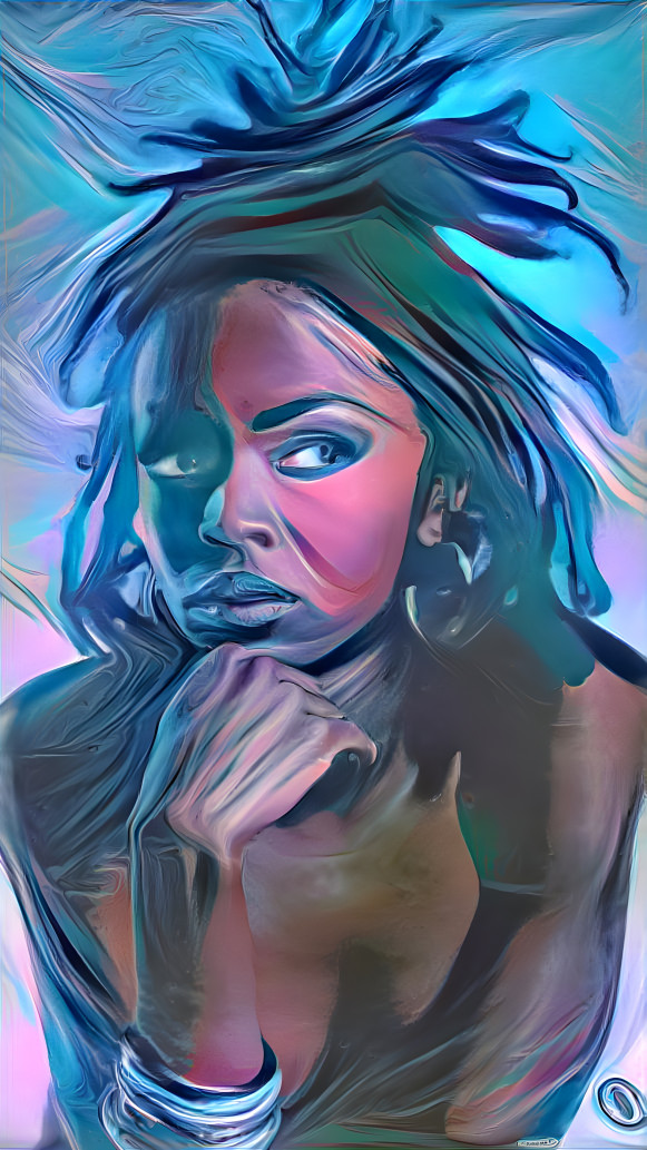 lauryn hill, blue, purple, aqua, painting