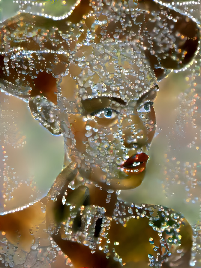 sculpture, retexture, dew drops on spiders web