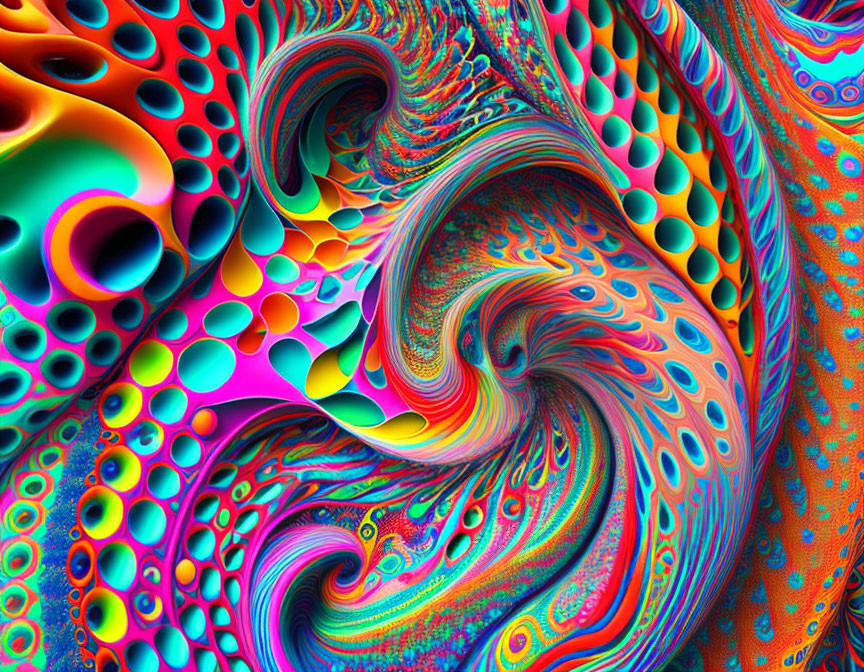 Colorful Psychedelic Fractal with Swirling Patterns