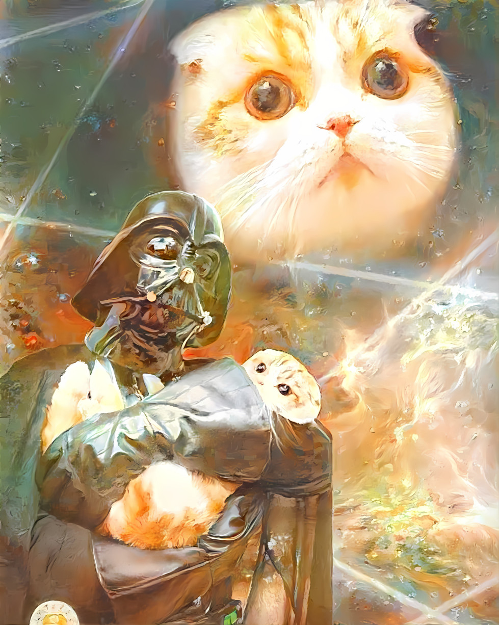 darth vader cradling kitten photo, retexture