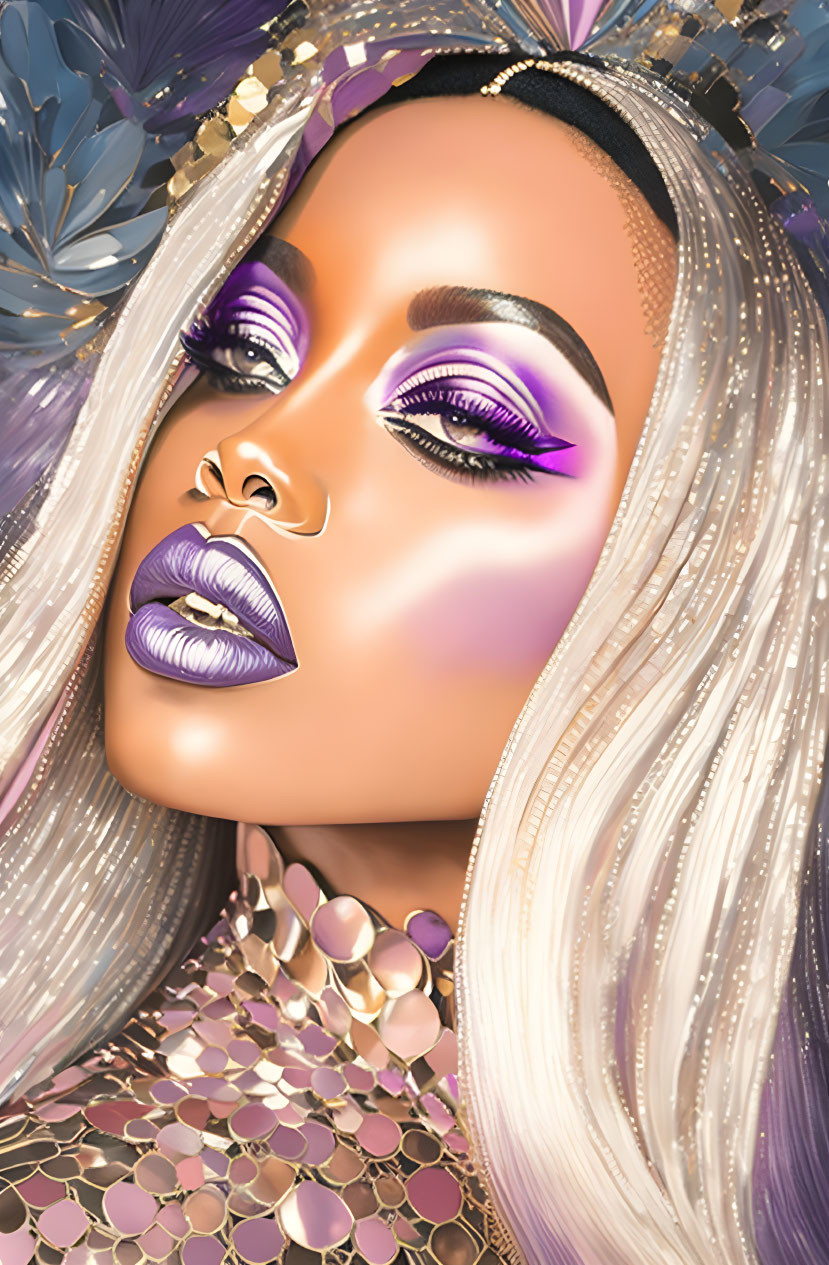 purple makeup pop art portrait / poster