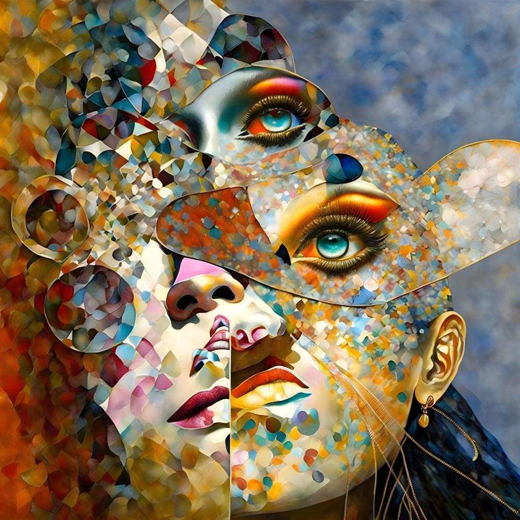 Colorful Geometric Digital Artwork of Woman's Face