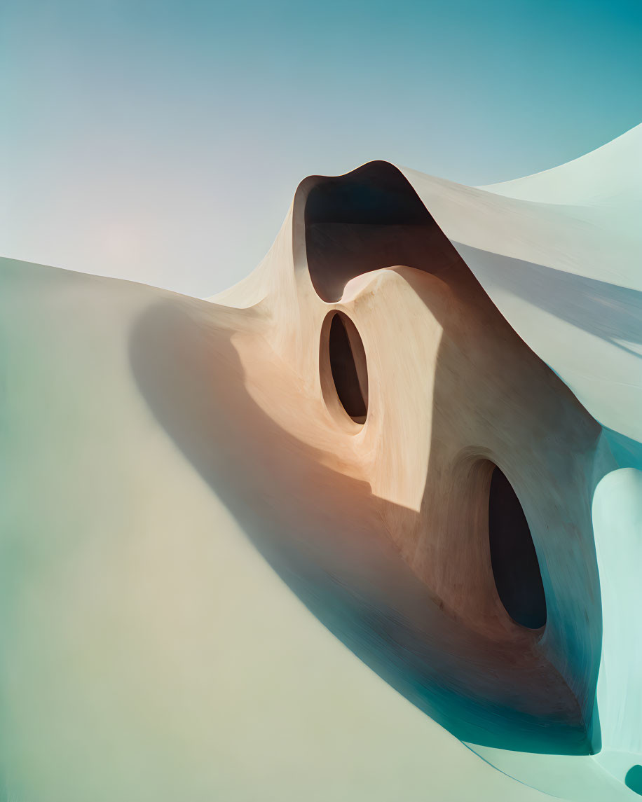 Surreal Landscape with Wavelike Shapes and Cave Structure