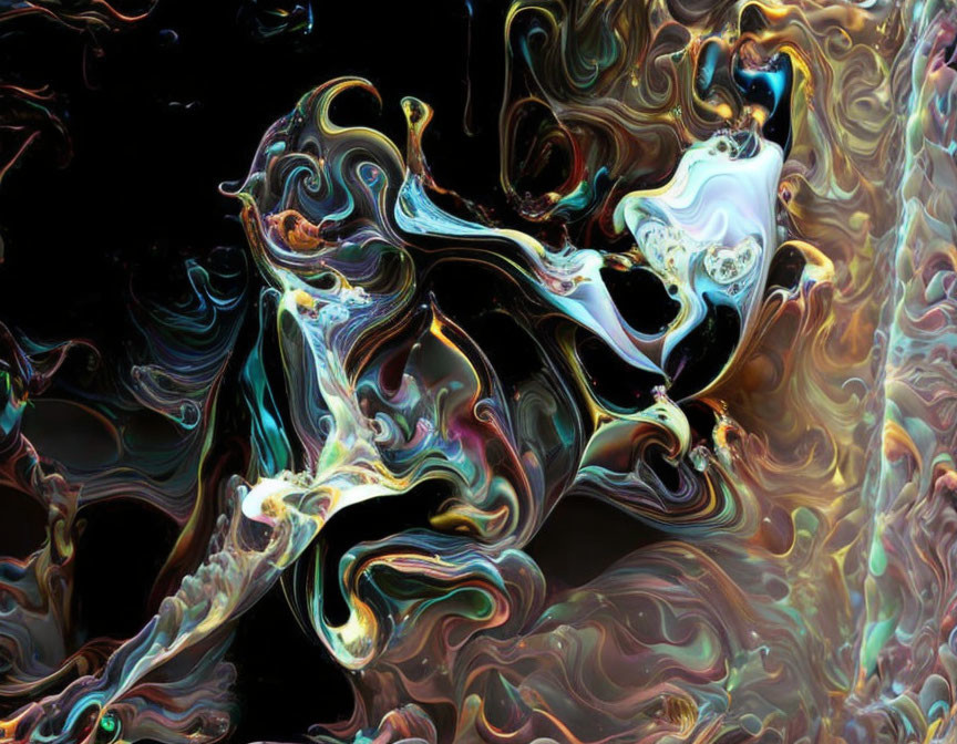 Iridescent abstract swirl in dynamic flow