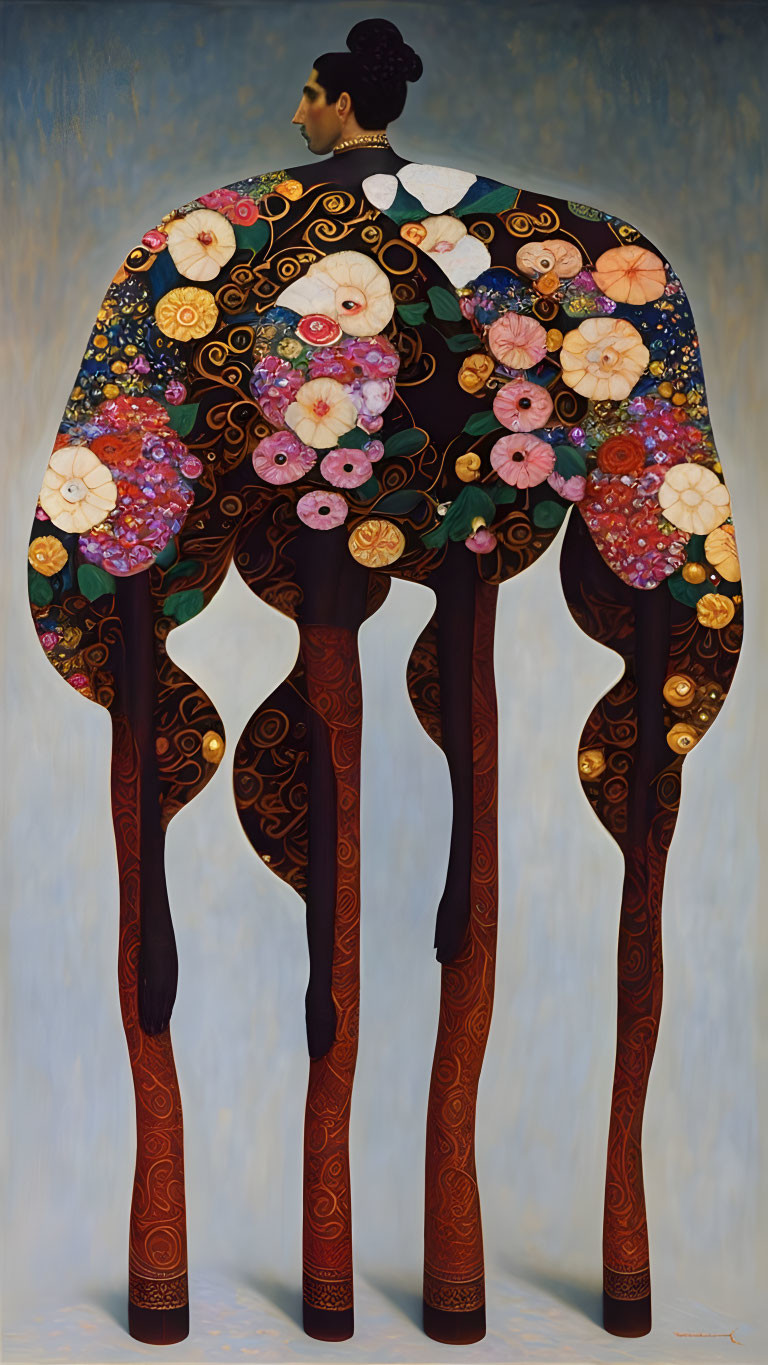 ai, four long legged dancers, Gustav Klimt surreal