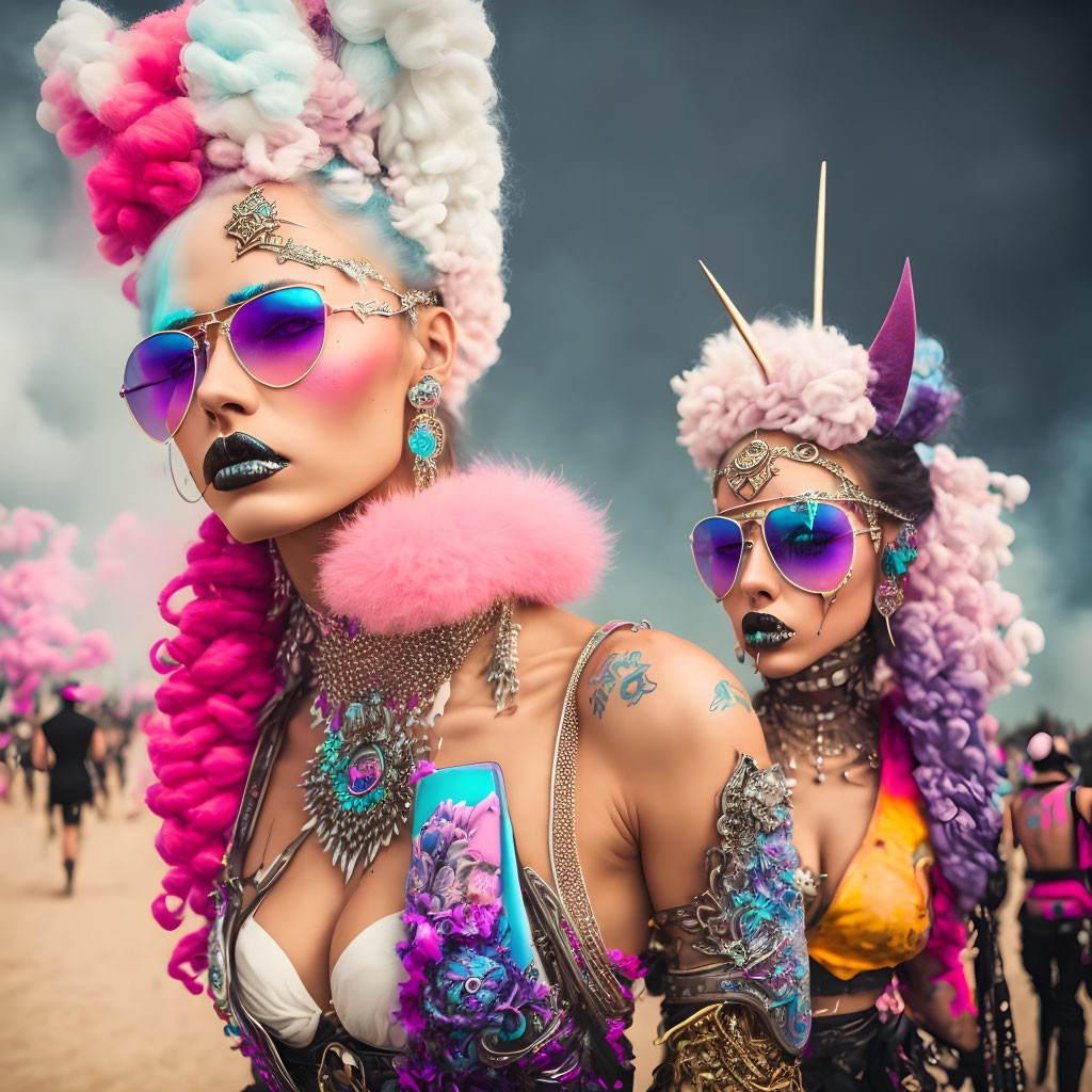 Colorful Hairstyles & Avant-Garde Makeup at Festival