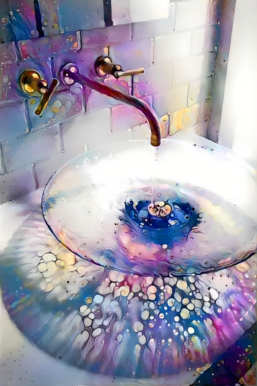 sunlight shines through a glass sink, organic 