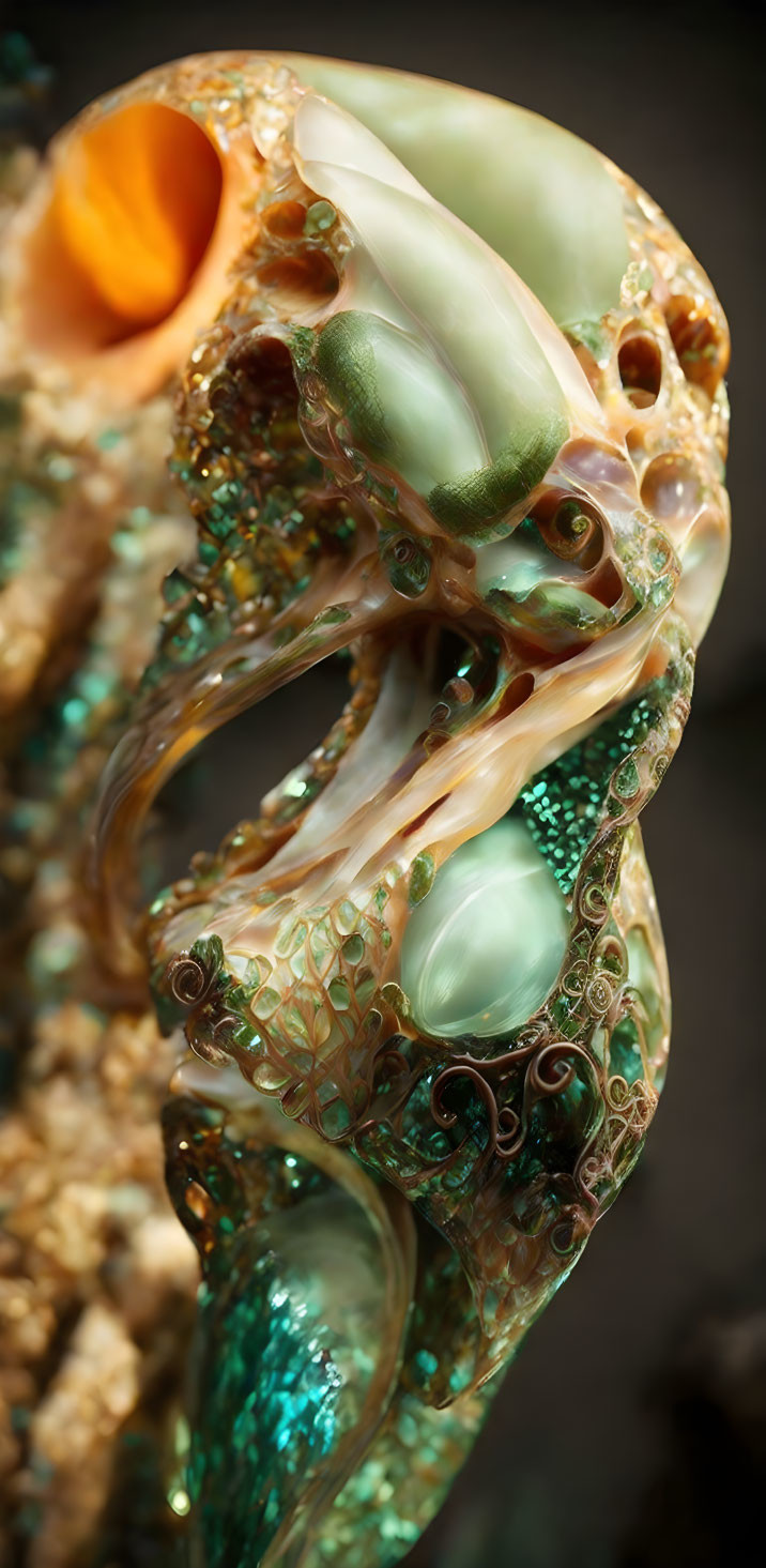 Detailed Glass Sculpture with Vibrant Colors and Intricate Patterns