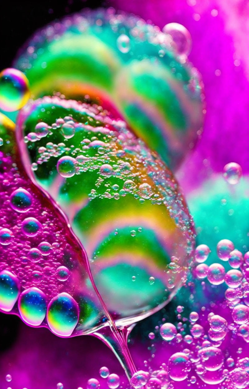 Colorful Macro Photo of Bubbles on Multicolored Surface