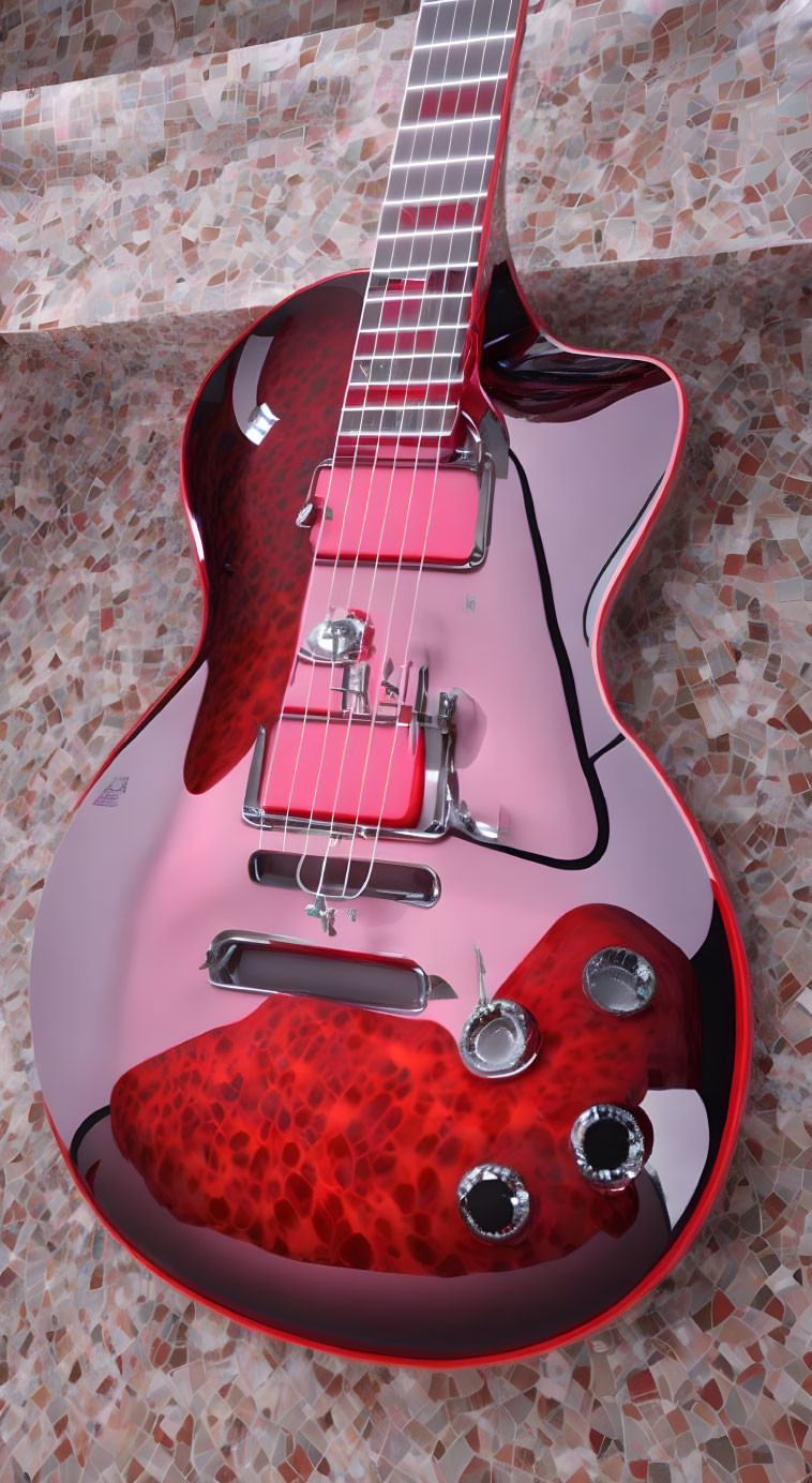 Red Semi-Hollow Electric Guitar with F-Hole and Chrome Hardware