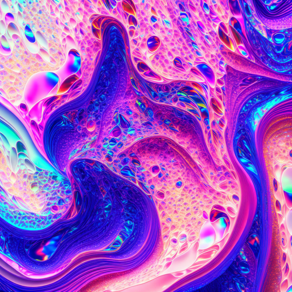 Colorful abstract art: vibrant pink, blue, and purple swirls with liquid texture.