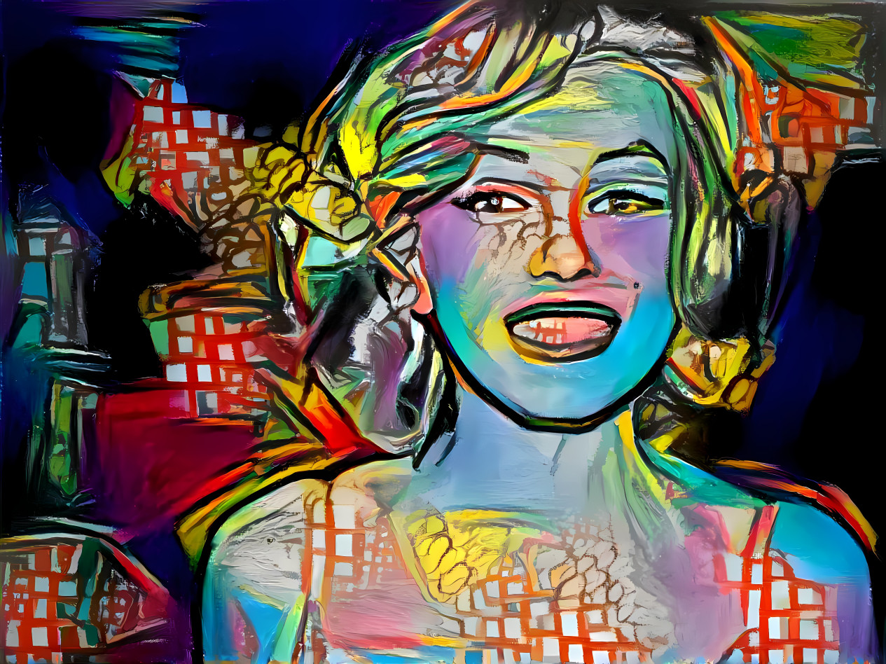 marilyn monroe, blue, green, orange, red, painting