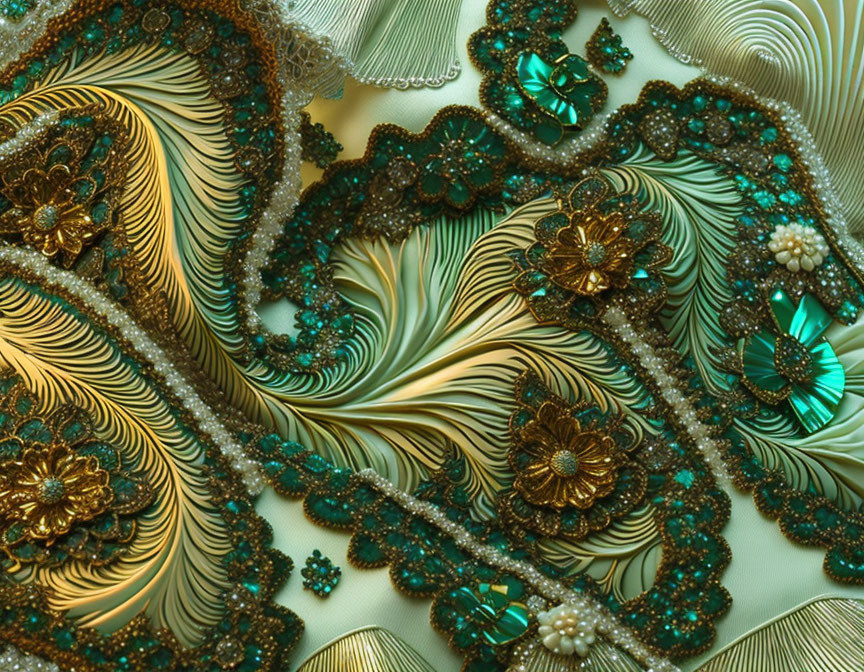 Intricate Fractal Design with Jewel-Toned Swirling Patterns