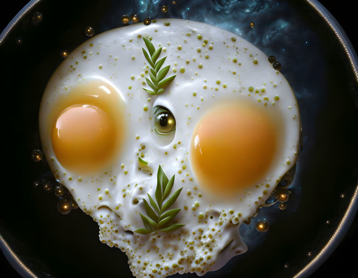 Eggs in a Pan: Sunny-Side-Up Face with Yolks as Eyes