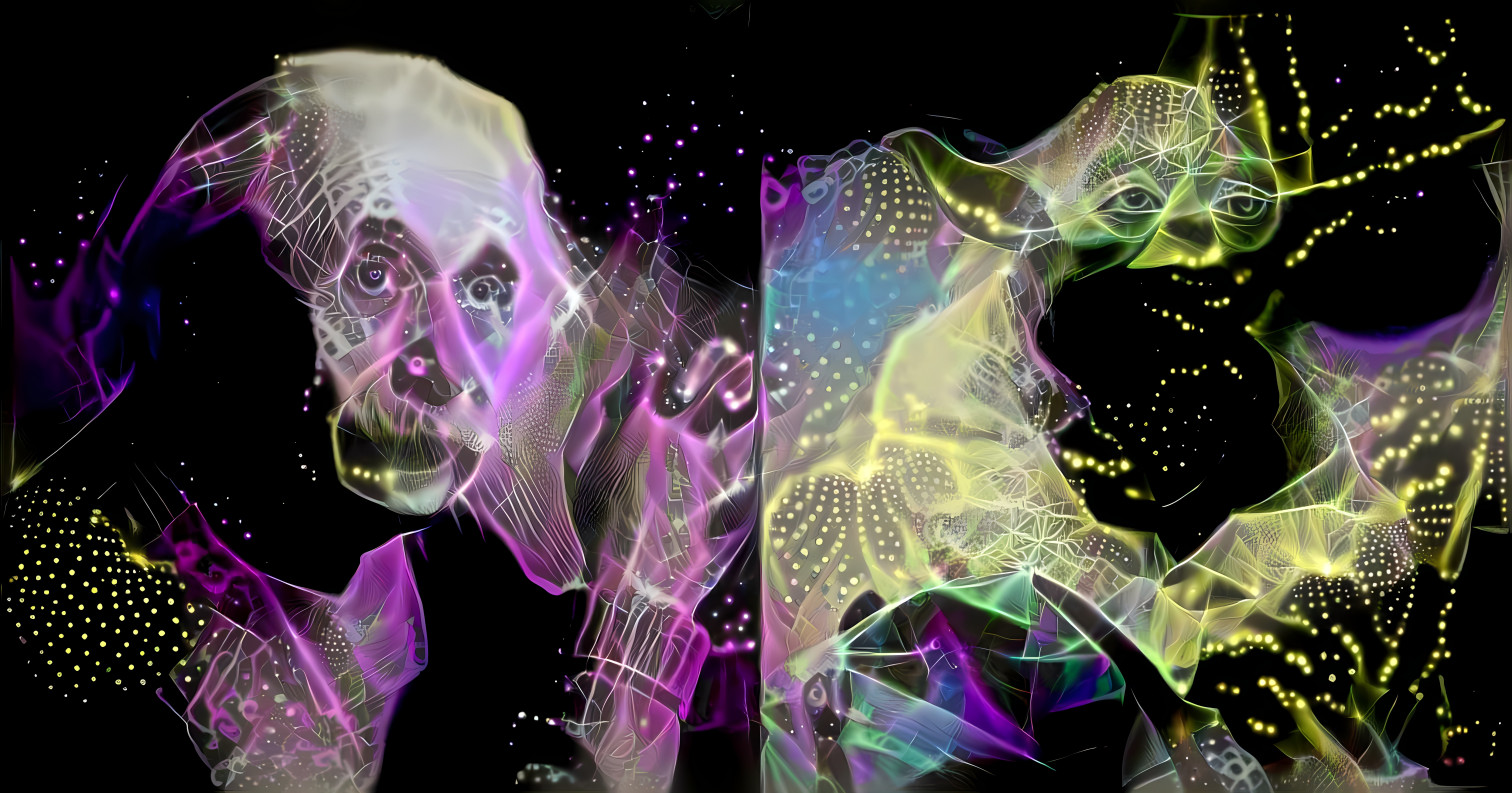 einstein, yoda, comparison, dark iridescent