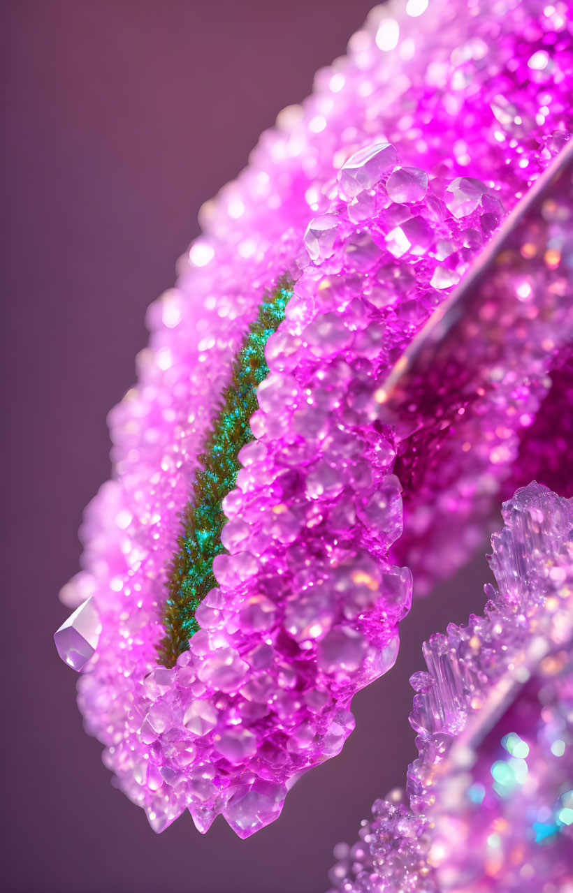 Vibrant Pink Crystalline Structures on Soft Purple Background