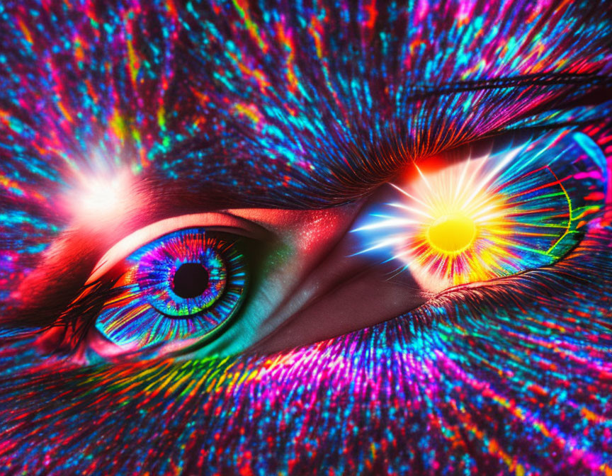 Colorful Close-Up of Psychedelic Eye Patterns