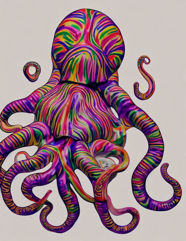 Vibrant psychedelic octopus illustration with swirling patterns