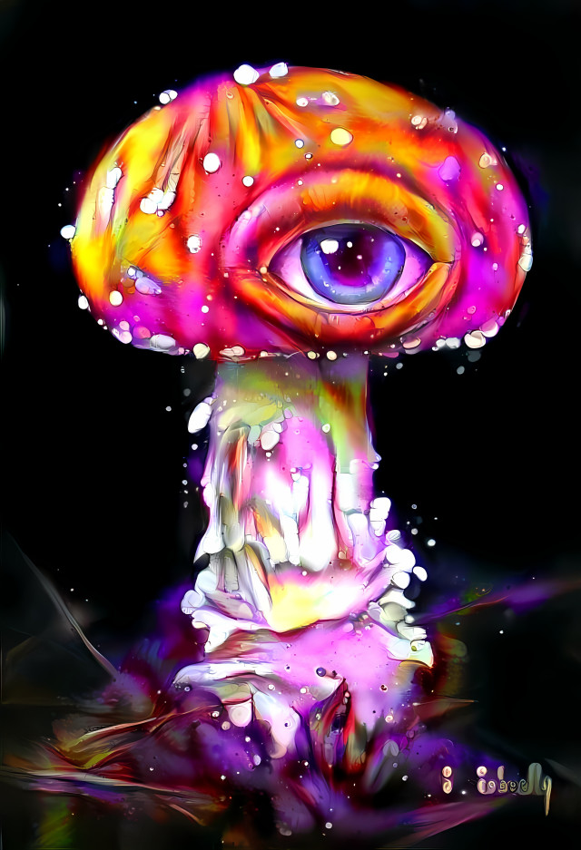 mushroom with eye, psychadelic art, retexture