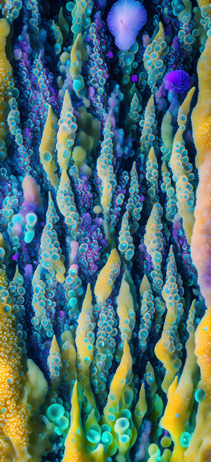 Vibrant Underwater Coral Scene with Diverse Marine Life