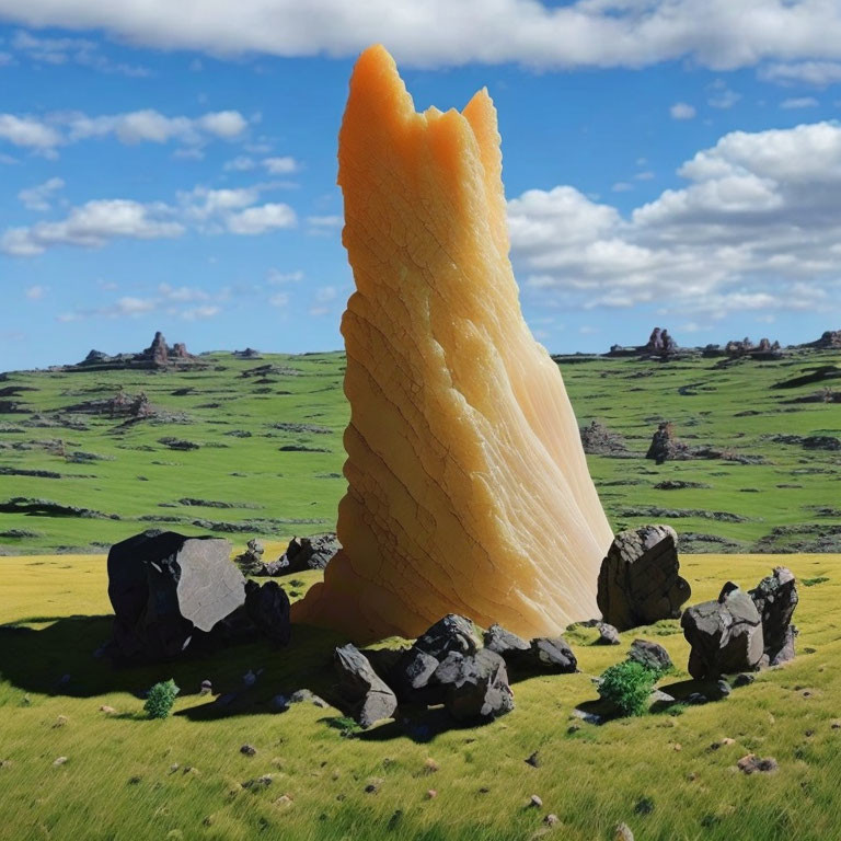 Orange Conical Termite Mound in Rocky Terrain