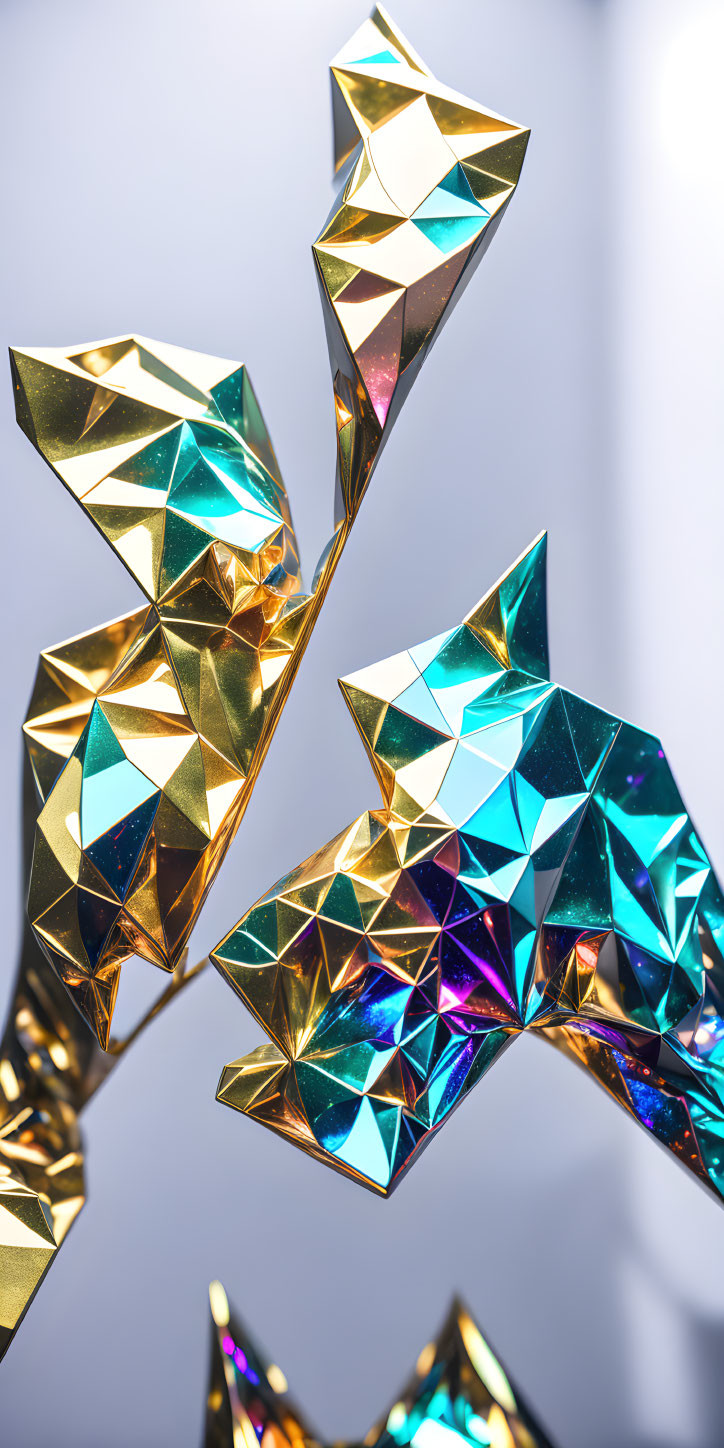 Iridescent Origami Sculptures Resembling Crystal Formations