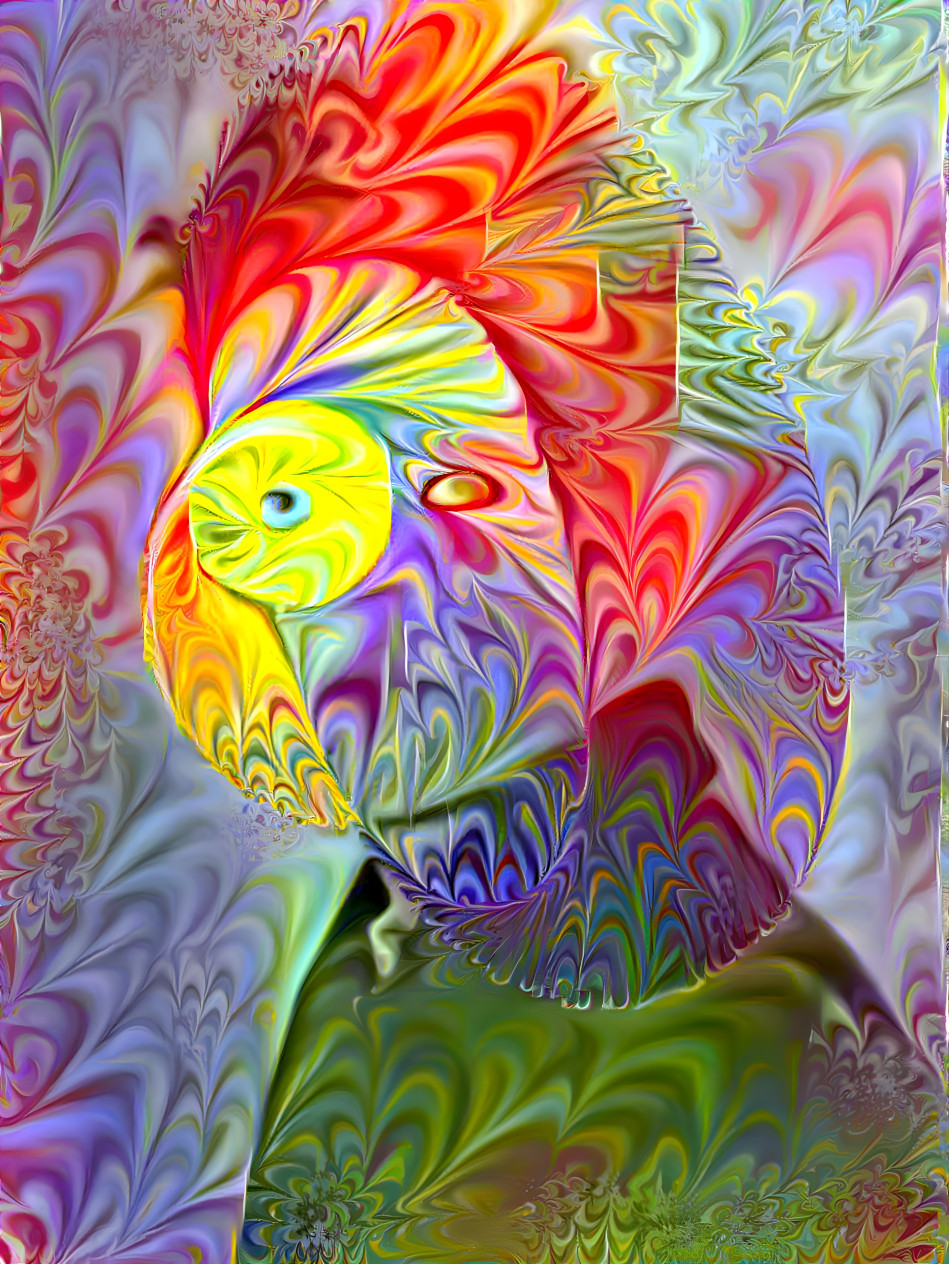 pineapple-eye man, retexure, color swirls