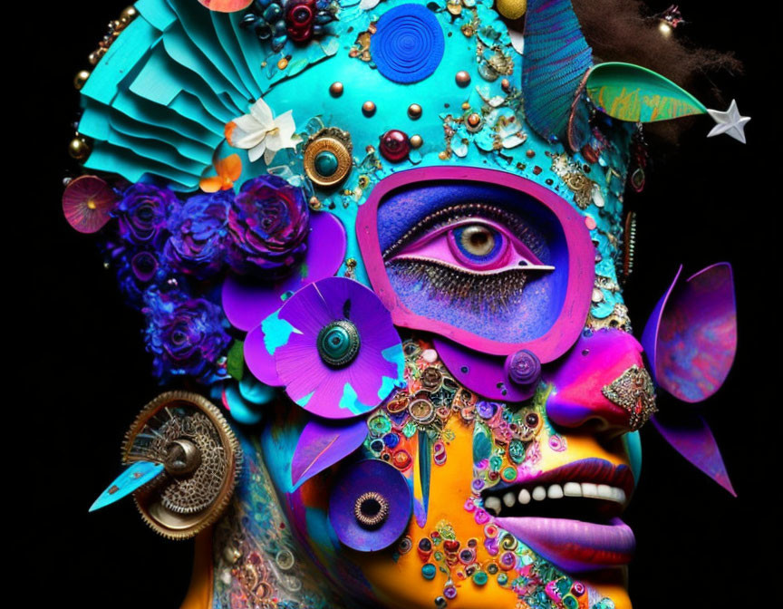 Colorful Makeup and Decorative Objects Portrait