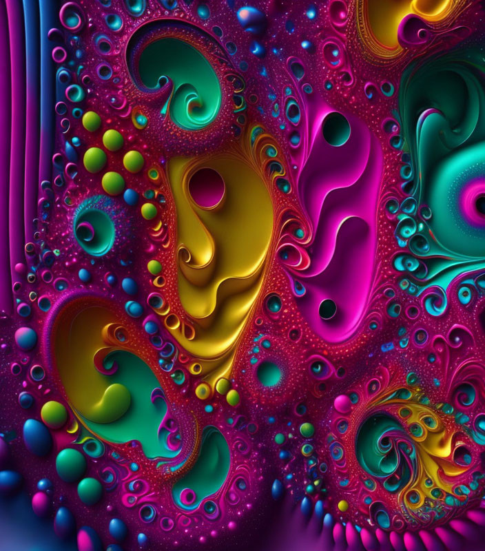 Colorful Abstract Fractal Art with Swirling Jewel-Toned Patterns