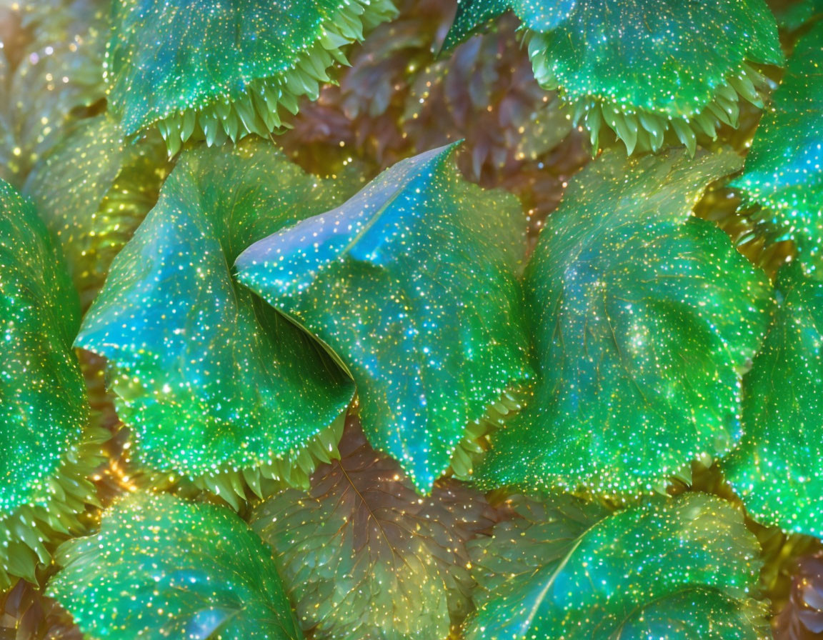 Detailed Close-Up of Vibrant Green Sea Anemone with Blue Tips