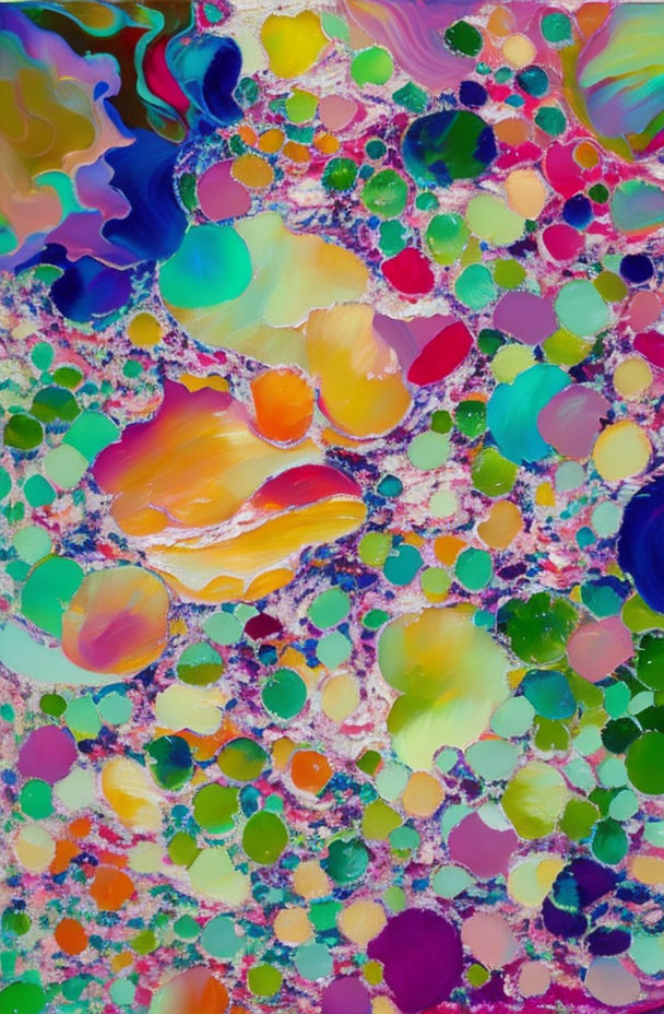 Vibrant abstract bubble pattern with swirling textures