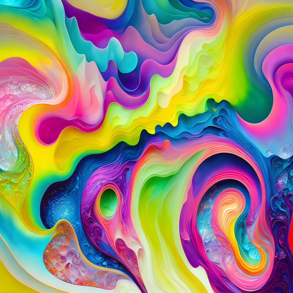 Colorful Abstract Swirls with Liquid Texture and Rainbow Hues