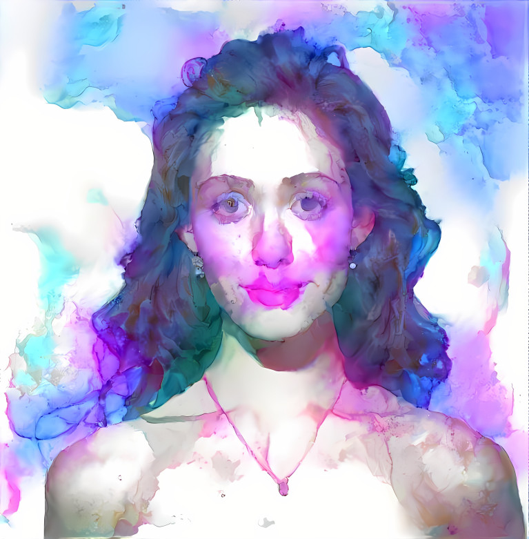 emmy rossum, blue, pink, watercolor