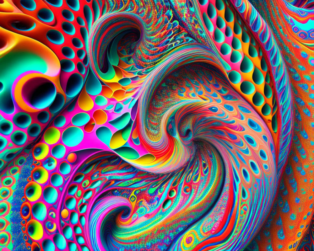 Colorful Psychedelic Fractal with Swirling Patterns
