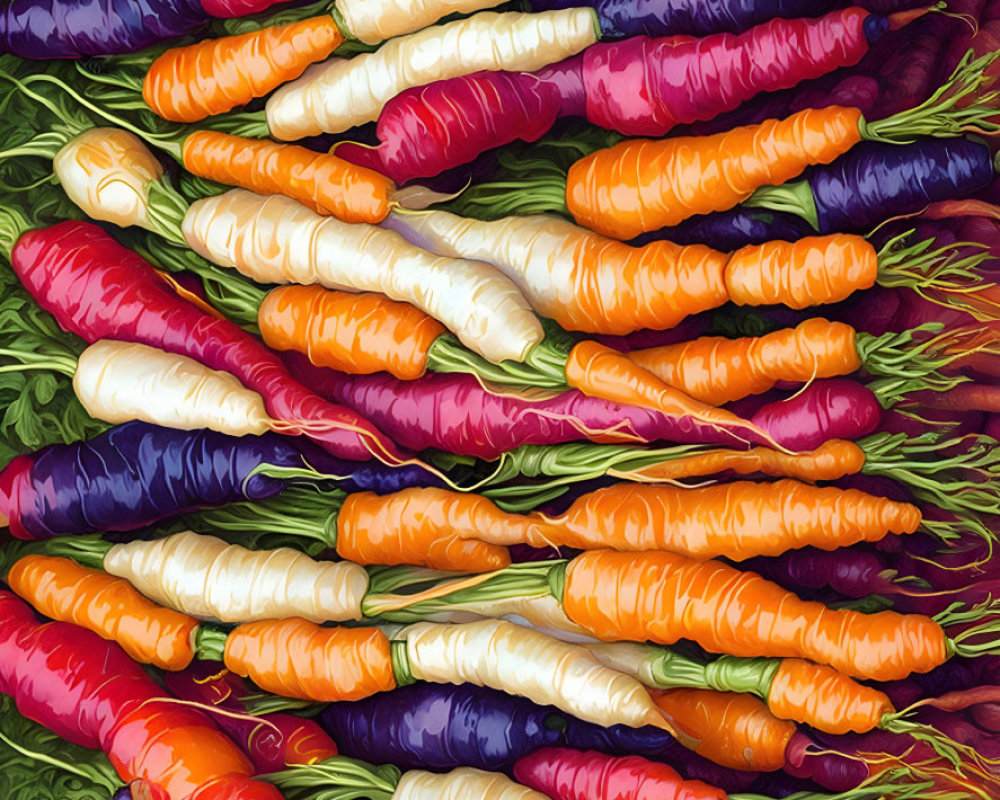 Colorful Fresh Carrots Arranged on Textured Surface