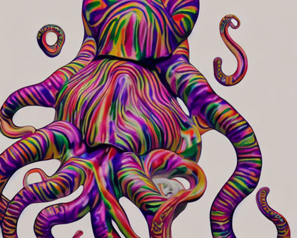 Vibrant psychedelic octopus illustration with swirling patterns