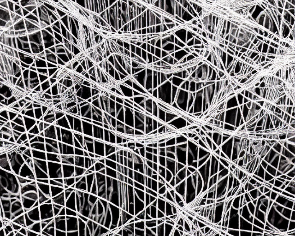 Detailed White Wireframe Geometric Pattern on Dark Background