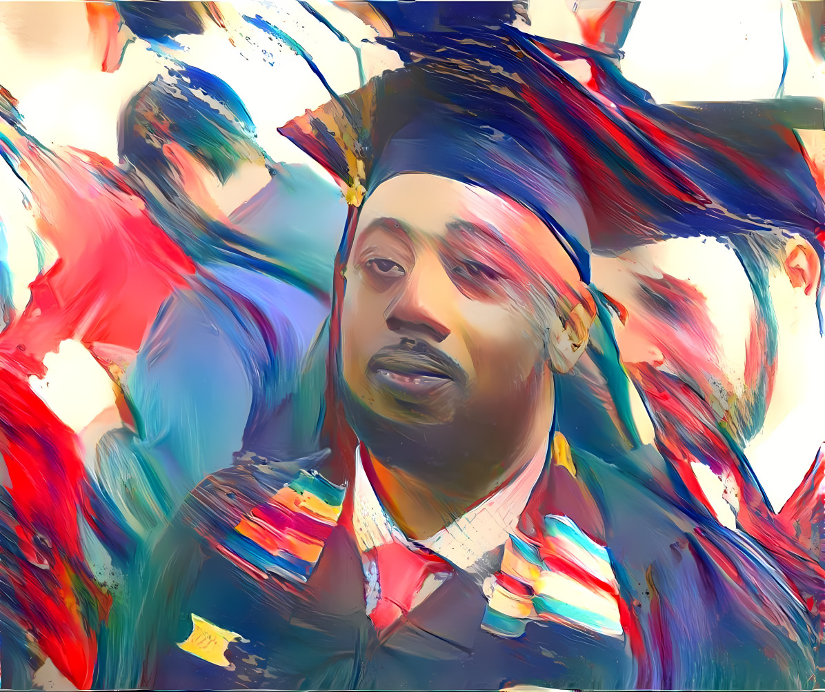 donovan lynch, graduation, red, blue, painting