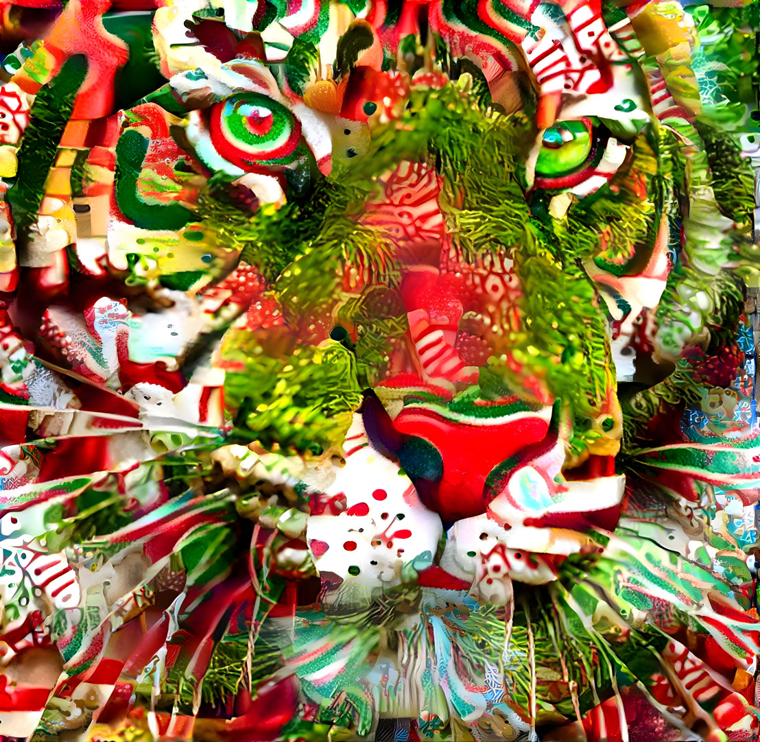 christmas tiger, red, green, white