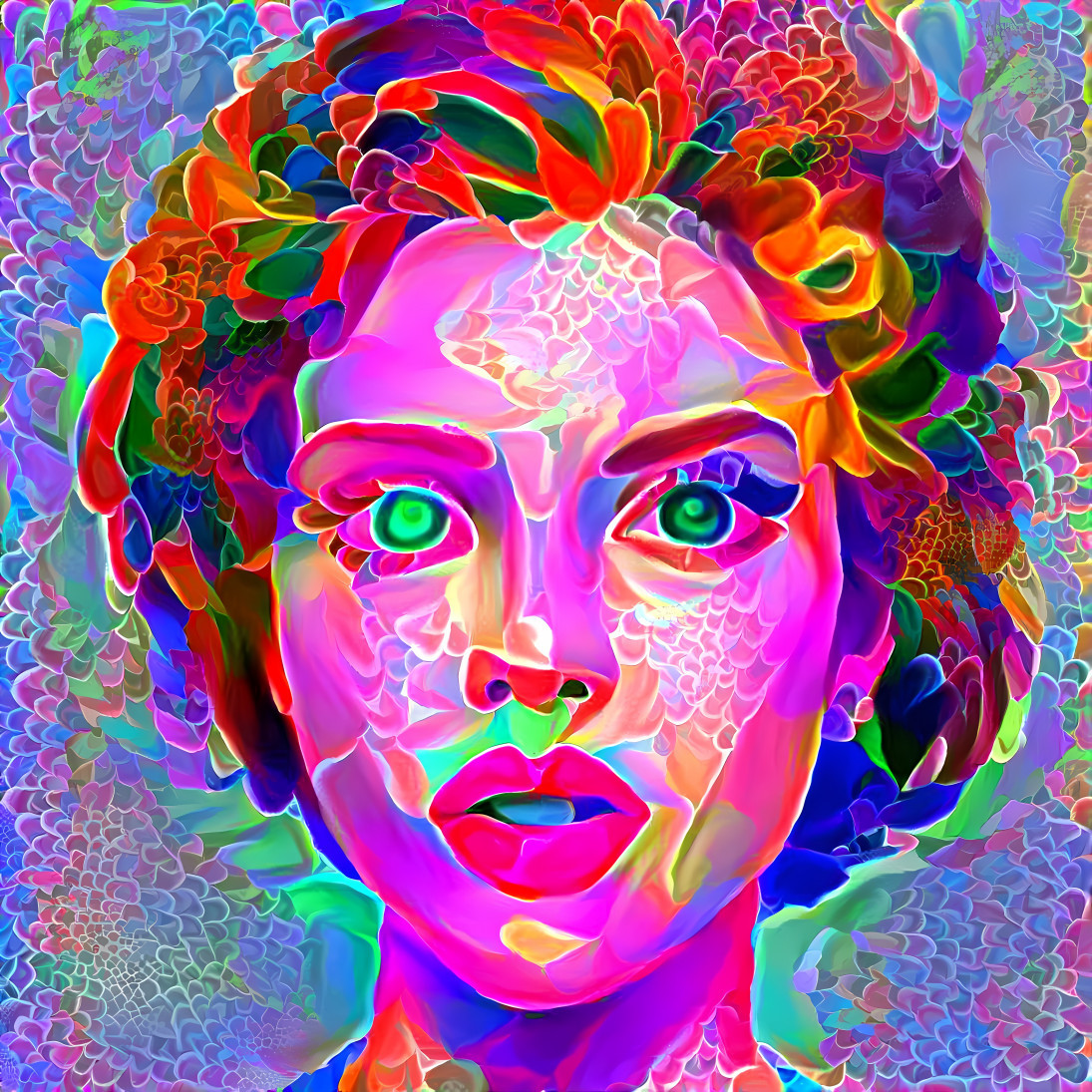 ai, model painting, pink, red, purple, blue, green