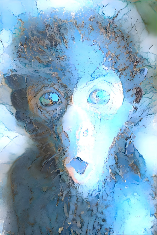 surprised monkey - blue, gold